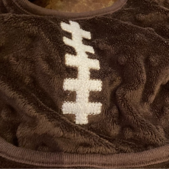 MudPie Minky Dot Football Baby Bib - Picture 2 of 3